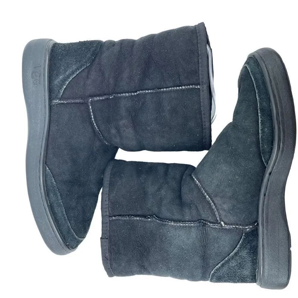 UGG Australia Womens Boots Suede Sheepskin Lined Mid Calf Leather Black M8-L9